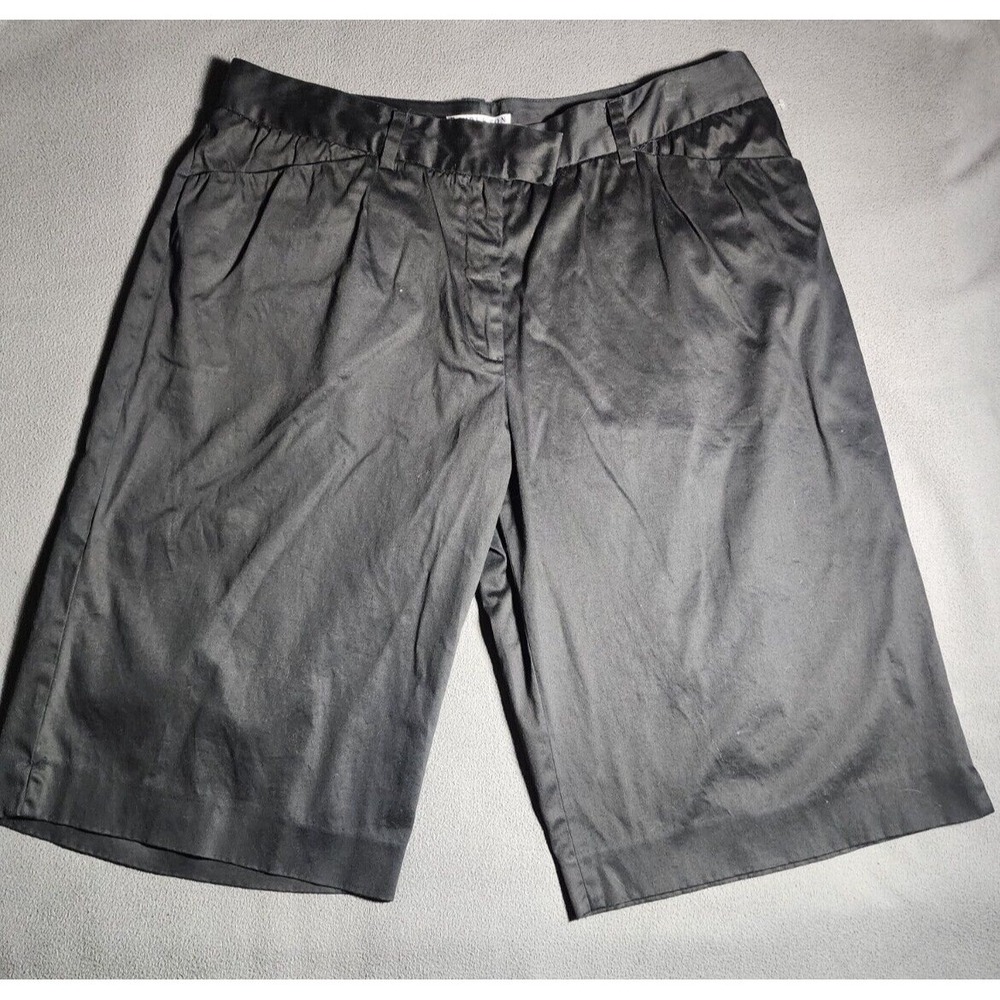 Pendleton Shorts Women Size 14 Black Flat Front Bermuda Button Zip Belt Loops